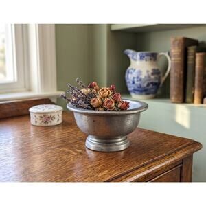 Vintage Pewter Footed Sherbet Bowl | Smooth Satin Finish Pedestal Dish